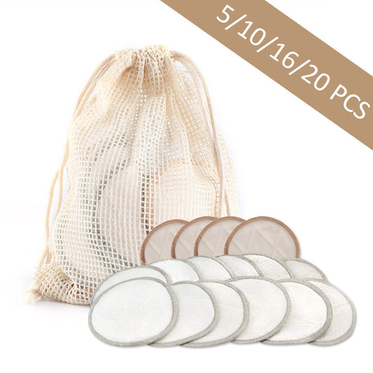 5/10/16/20pcs Bamboo Cotton Reusable Makeup Remover Pads Three Layers Washable Facial Cleansing Wipe Pads Makeup Beauty Tools