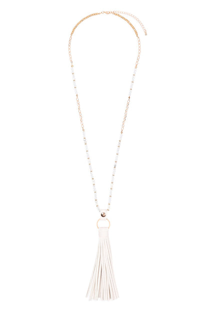 Hdn3121 - Leather Tassel Necklace