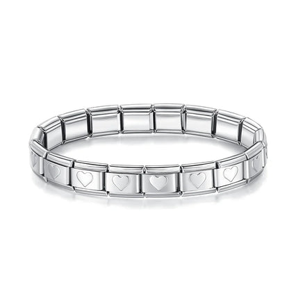 Hapiship Women Man Fashion Style Jewelry Heart Flower Butterfly Cross Dolphins Stainless Steel Elastic Bracelet Bangle ST00