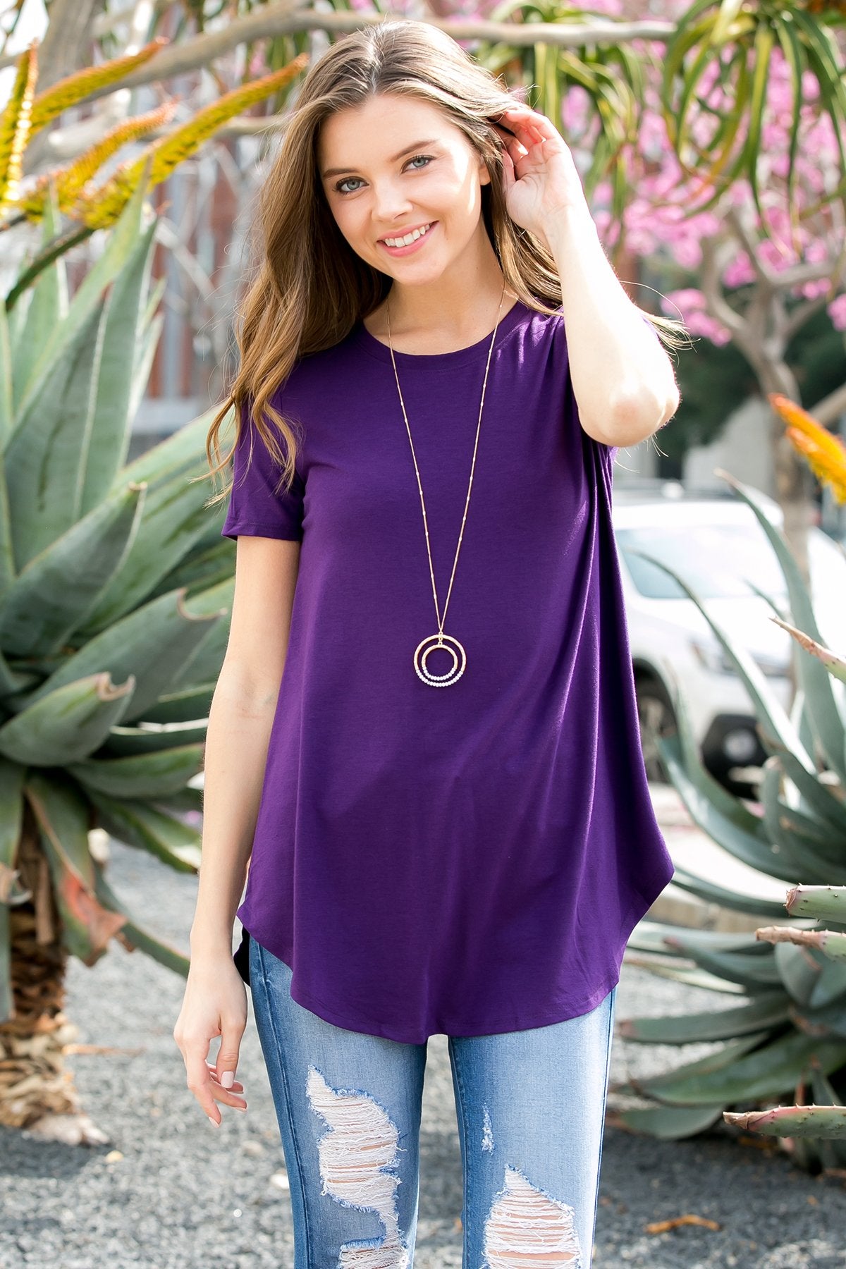 Short Sleeved Round Neck Boyfriend Tunic