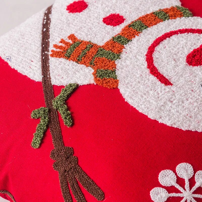 2023 Christmas Pillowcases Embroidered Cushion Cover Cotton Canvas Pillow Case C