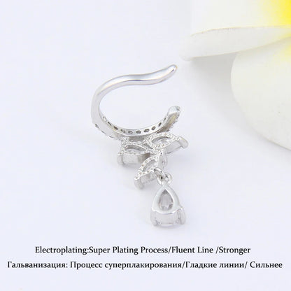 Fashion Drop Water Clip Earrings Jewelry Zirconia Crystal Jackets Jewelry Cuff Earrings for Women Boucle d'Oreille Aros AE230