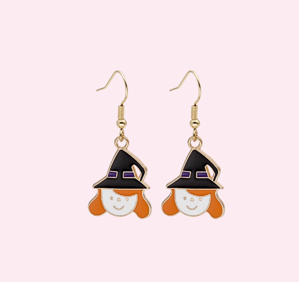 Pumpkin Earring, Minimalist Ghost Earrings, Halloween, Handmade Jewelry, Witch Earrings