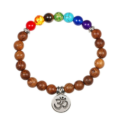 Natural Stone Tiger Eye 7 Chakra Bracelets & Bangles Yoga Balance Beads Buddha Prayer Elastic Bracelet Men Pulseira Masculina