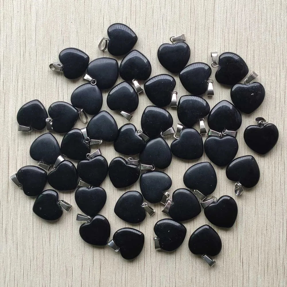 50pcs/Lot 2022 Assorted Heart Natural Stone Charms Pendants for Jewelry Making Good Quality 20mm