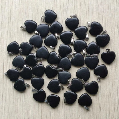 50pcs/Lot 2022 Assorted Heart Natural Stone Charms Pendants for Jewelry Making Good Quality 20mm