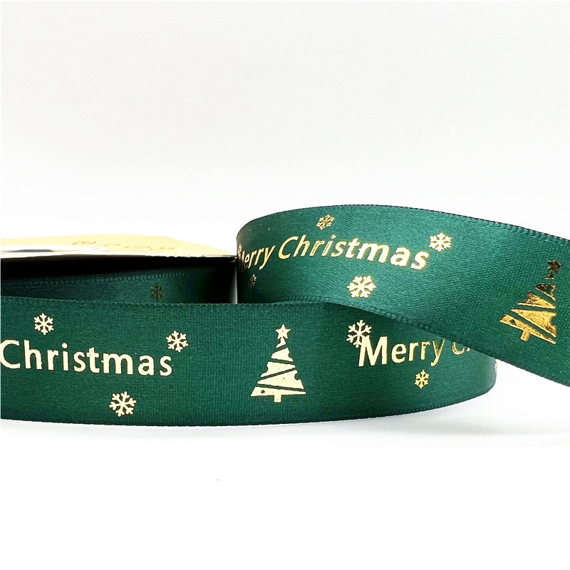 5yards 1inch 25mm Christmas Ribbon Printed Christmas Polyester Ribbon for Handmade Design Christmas Decoration