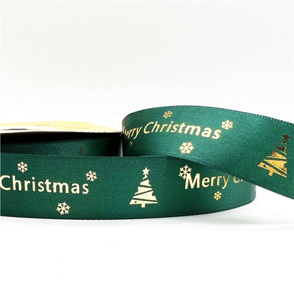 5yards 1inch 25mm Christmas Ribbon Printed Christmas Polyester Ribbon for Handmade Design Christmas Decoration