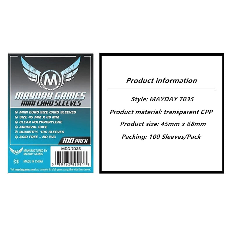 100 Sleeves Board Games MAYDAY Card Game Sleeve Protector Protective Clear Cards Sleeves