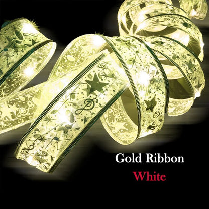 Christmas Decoration LED Ribbon Fairy Lights Christmas Tree Ornaments for Home 2023 DIY Bows Light String Navidad New Year 2024