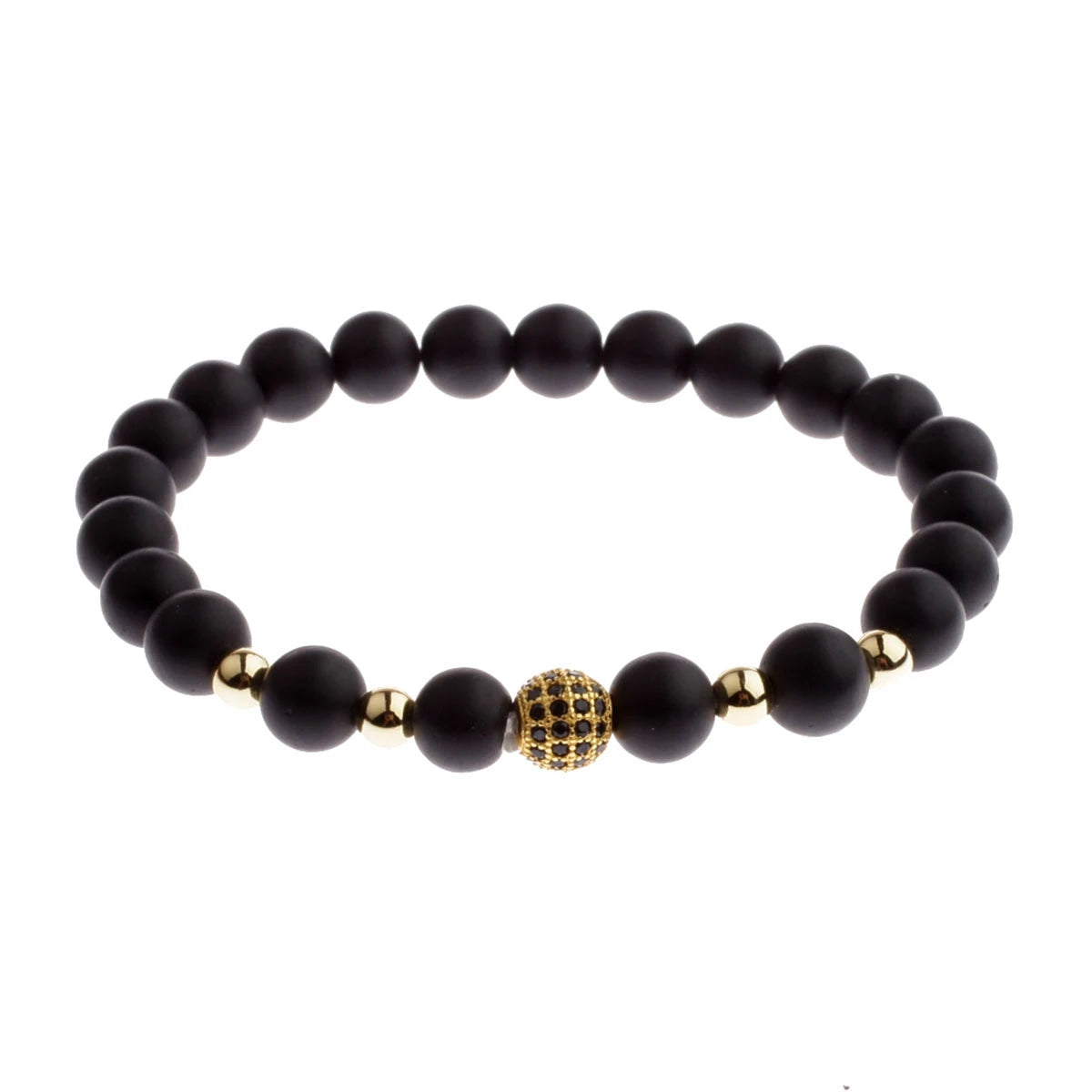 DOUVEI Round Black CZ Zircon Pave Lava Weaving Bracelet Men Beads Weaving Bracelet Homme Adjustable ABL005