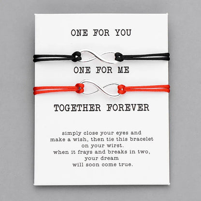 Pipitree 2pcs/Set Together Forever Love Infinity Bracelet for Lovers Red String Couple Bracelets Women Men's Wish Jewelry