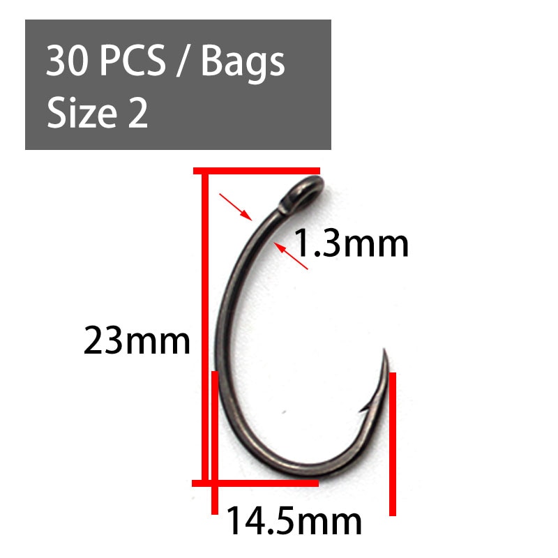 30PCS High Carbon Steel Carp Hooks Coating Carp Fishing Hook Wide Gape With Micro Barb Matt Black Yn Hook for Carp Coarse