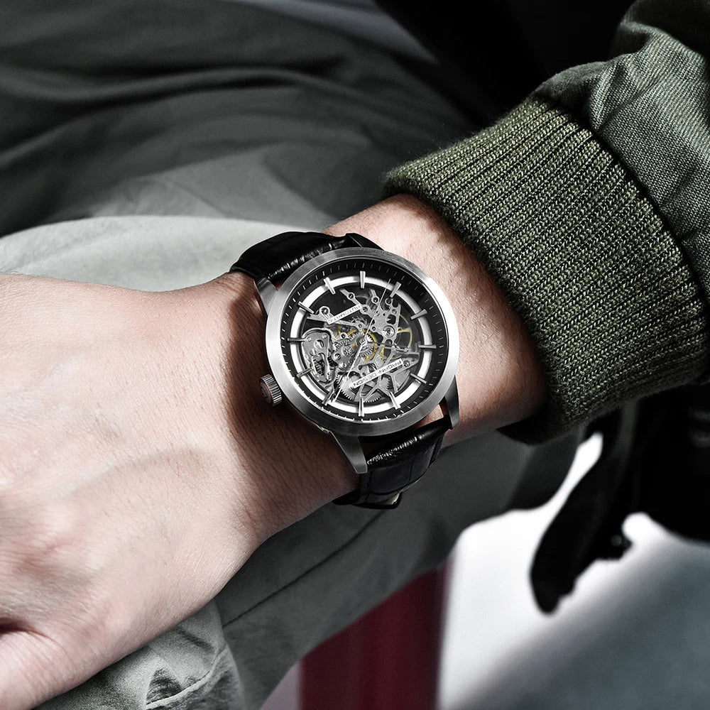 PAGANI DESIGN Brand 2019 Skeleton Hollow Leather Men's Wrist Watches Luxury Mechanical Male Clock New Relogio Masculino