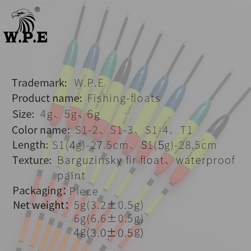 W.P.E Brand Fishing Float 3pcs/Set Barguzinsky Fir Floats Size 4g/5g/6g 27.5cm/28.5cm Fishing Float Bobber Vertical Buoy Tackle