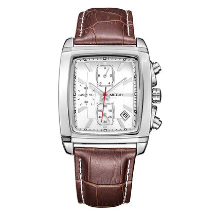 MEGIR New Casual Brand Watches Men Hot Fashion Sport Wristwatch Man Chronograph Leather Watch for Male Luminous Calendar Hour