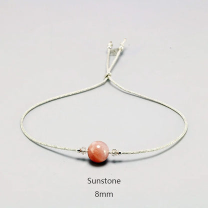Handmade Moonstone Bracelet Thin Rope With Natural Crystal 925 Sterling Silver Beads Personalized Bracelets for Women