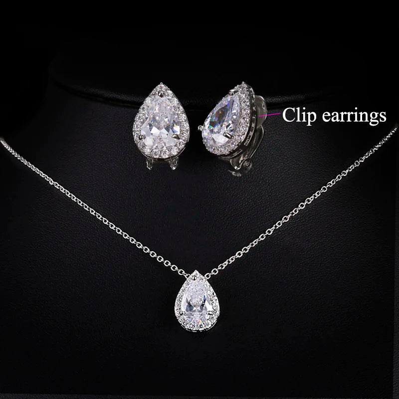 Nigerian Water Drop Cubic Zirconia Wedding Jewelry Sets Inlay Luxury Crystal Bridal Jewelry Set for Bridesmaids AS099