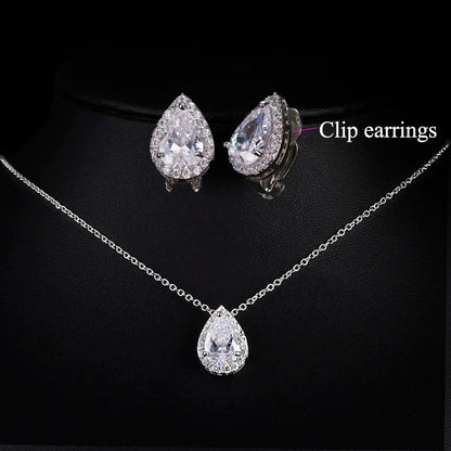 Nigerian Water Drop Cubic Zirconia Wedding Jewelry Sets Inlay Luxury Crystal Bridal Jewelry Set for Bridesmaids AS099