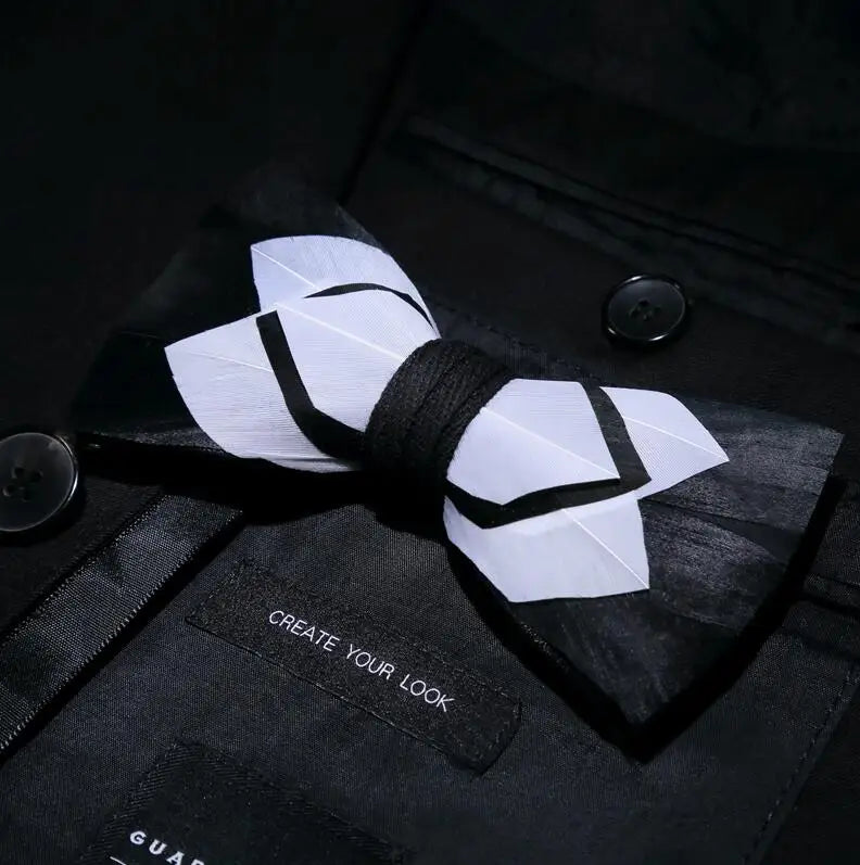 RBOCOTT Feather Bow Ties Men's Luxury Bowtie With Box Fashion Peacock Feather Bow Ties for Men Business Party Wedding
