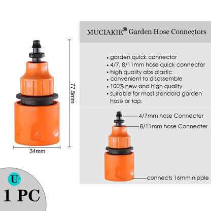 MUCIAKIE Variety Style Garden Tap 1/2" 3/4" Male Female Thread Nipple Joint 1/4" Hose Quick Connector Irrigation Water Splitters