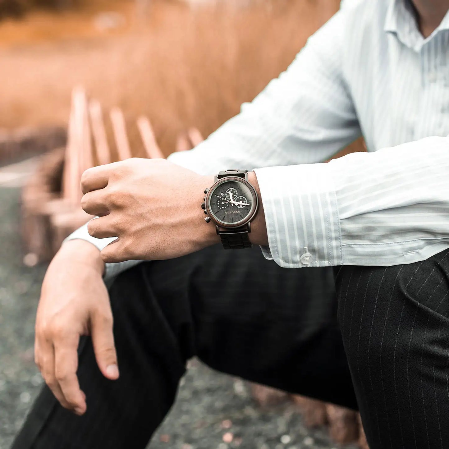BOBO BIRD Luxury Wood Stainless Steel Men Watch Stylish Wooden Timepieces Chronograph Quartz Watches Relogio Masculino Man