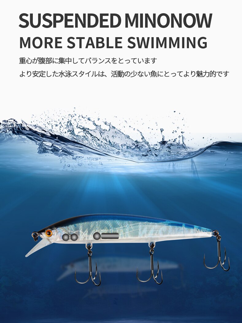 BEARKING 110mm 16g Hot Fishing Tackle A+ Tungsten System Fishing Lures Minnow Bait Suspending  Bait 16colors for Choose