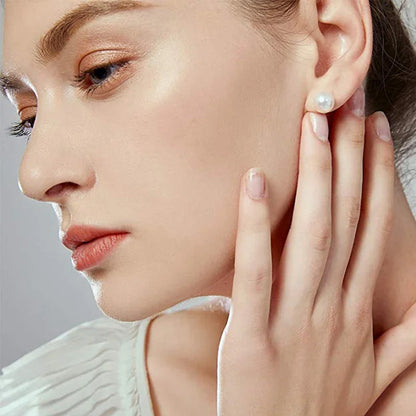 HENGSHENG White Cultured Freshwater Pearl Earrings for Women Classic 925 Sterling Silver Jewelry Gold Stud Earrings