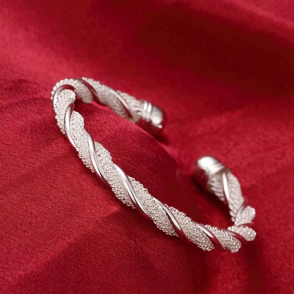 Andara 925 Sterling Silver Round Heart Open Bracelet for Women Jewelry Cuff Bangles