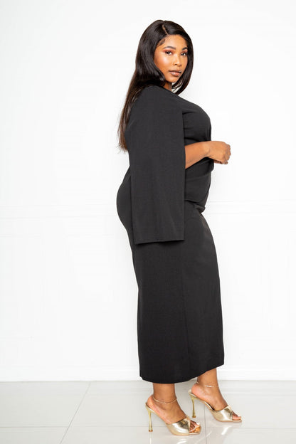 Caped Beautifully Plus Size Dress (Black)