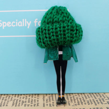 Fashion Brooch Pins for Woman Brooches Cute Girls Cartoon Models Acrylic Brooches Kawaii Pompom Clothing Jewelry Accessories