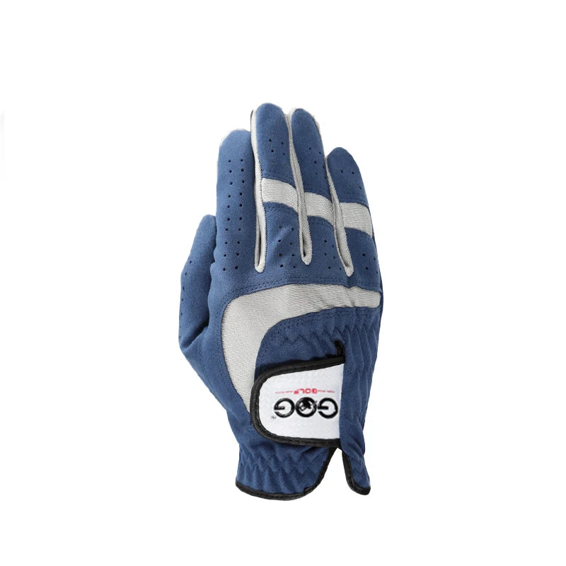 Pack 1 Pcs Mens Golf Glove Breathable Blue Micro Soft Fabric Left/Right LH RH Hand Non-Slip Gloves for Men