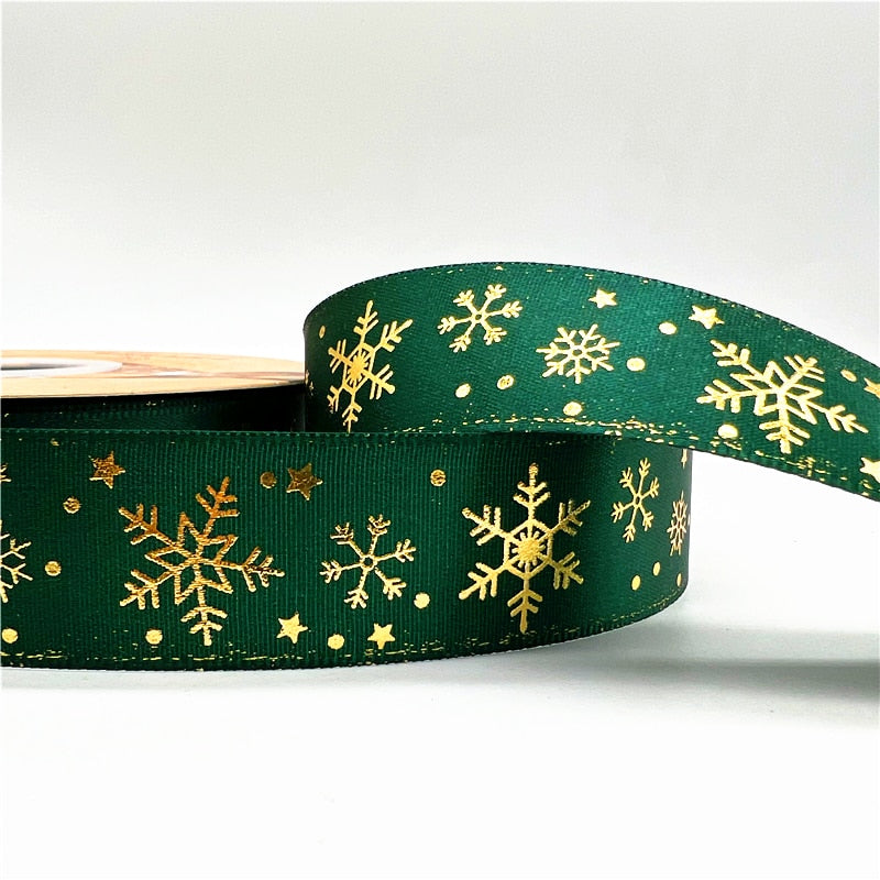 5yards 1inch 25mm Christmas Ribbon Printed Christmas Polyester Ribbon for Handmade Design Christmas Decoration