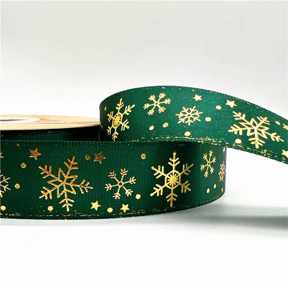 5yards 1inch 25mm Christmas Ribbon Printed Christmas Polyester Ribbon for Handmade Design Christmas Decoration