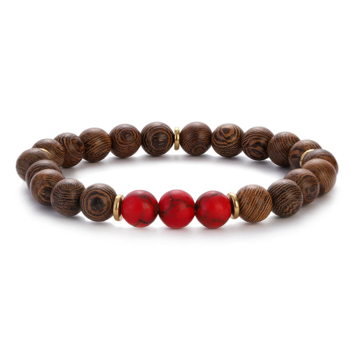 8mm New Natural Wood Beads Bracelets Men Black Ethinc Meditation White Bracelet Women Prayer Jewelry Yoga Bracelet Homme