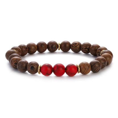 8mm New Natural Wood Beads Bracelets Men Black Ethinc Meditation White Bracelet Women Prayer Jewelry Yoga Bracelet Homme