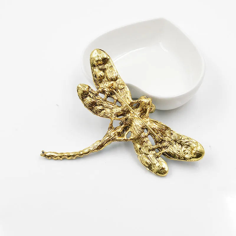 CINDY XIANG Vintage Rhinestone Dragonfly Brooches for Women Large Insect Brooch Pin Fashion Dress Coat Accessories Cute Jewelry