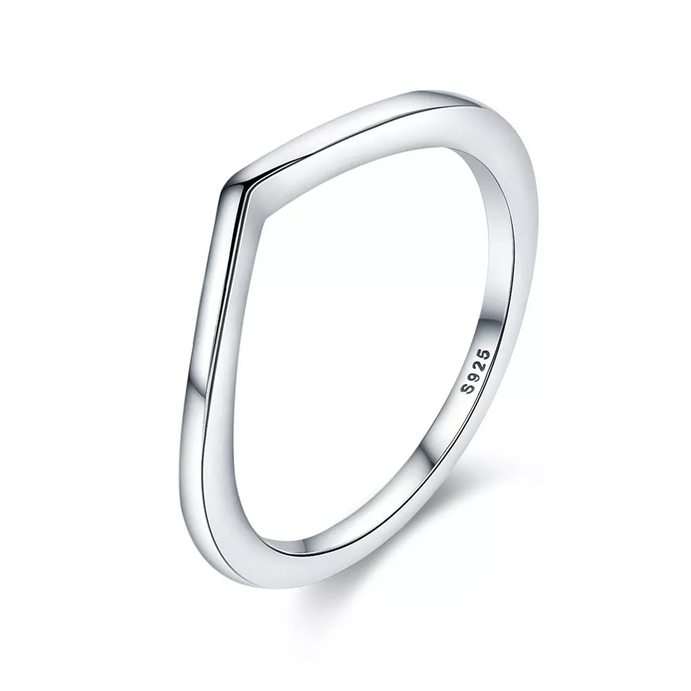 WOSTU Simple Rings 100% 925 Sterling Silver Shimmering Wish Stackable Ring for Women Wedding