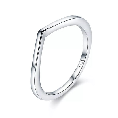WOSTU Simple Rings 100% 925 Sterling Silver Shimmering Wish Stackable Ring for Women Wedding