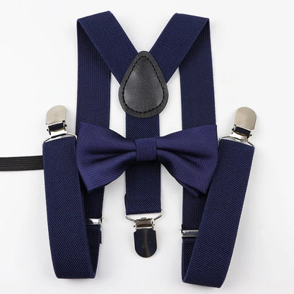 Cartoon Children Belt Bowtie Set Baby Boys Suspenders Polyester Y-Back Braces Two Colors Bow Tie Adjustable Elastic Kids