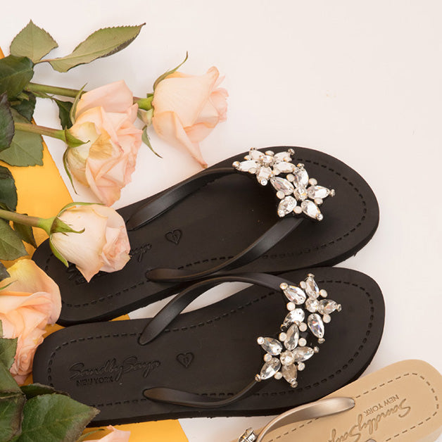 2 Stars - Rhinestone Mid Wedge Flip Flops