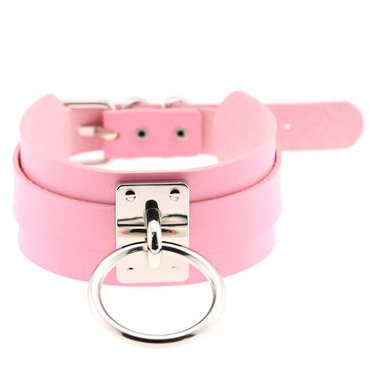 KMVEXO New Fashion Harajuku Handmade Choker Punk Leather Collar Necklace Silver Color Metal O-Round Torques Party Jewelry