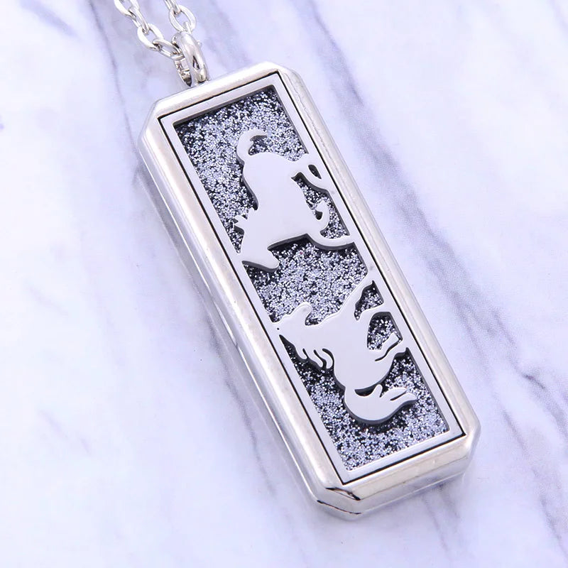 Square Stainless Steel Magnetic Aromatherapy Diffuser Necklace Jewelry Perfume Locket Pendant Essential Oil Locket Necklace