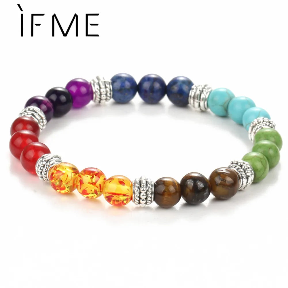 If ME F7 Chakra Bracelet Men Black Lava Healing Balance Beads Reiki Buddha Prayer Natural Stone Yoga Bracelet Women Jewel