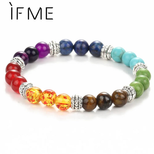 If ME F7 Chakra Bracelet Men Black Lava Healing Balance Beads Reiki Buddha Prayer Natural Stone Yoga Bracelet Women Jewel