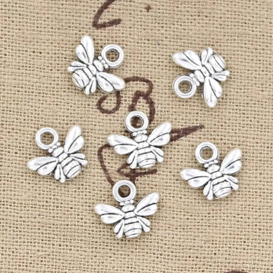 30pcs Charms Lovely Bee 10x11mm Antique Making Pendant Fit,Vintage Tibetan Bronze Silver Color,DIY Handmade Jewelry