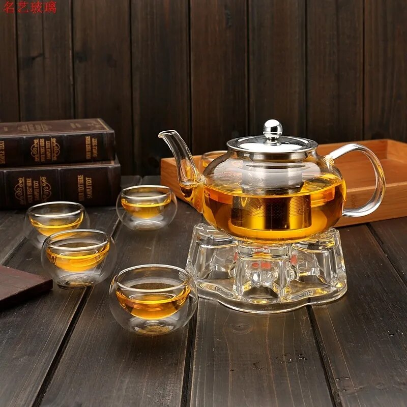 600/800ml Heat Resistant Glass Teapot Flower Tea Set Kettle Coffee Tea Pot Drink