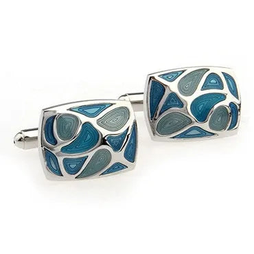 Blue Color Enamel Cufflink Cuff Link