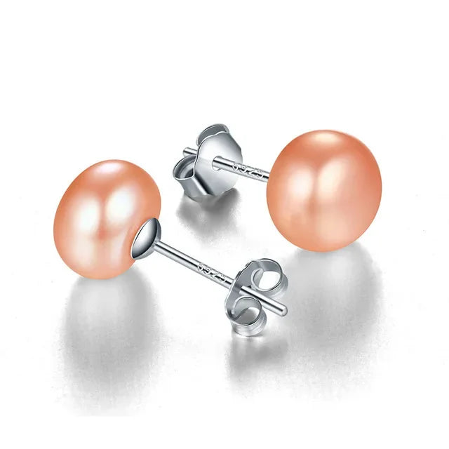 HENGSHENG Freshwater White Pearl Earrings Fashion Jewelry Silver Stud Earrings for Women Super Deal