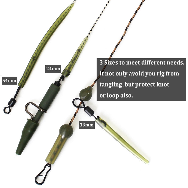 20PCS Carp Fishing Accessories Anti Tangle Sleeves Line Aligner Hook Sleeve for Carp Fishing Rig Hair Ronnie Rig Terminal Tackle